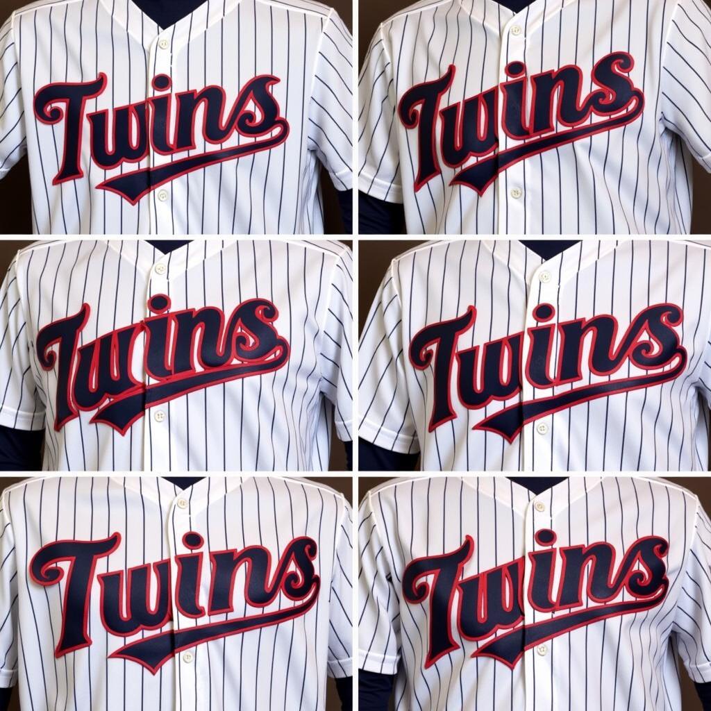 Different variations of Torii Hunter's Minnesota Twins jerseys, including pinstripe, alternate, and All-Star Game jerseys.