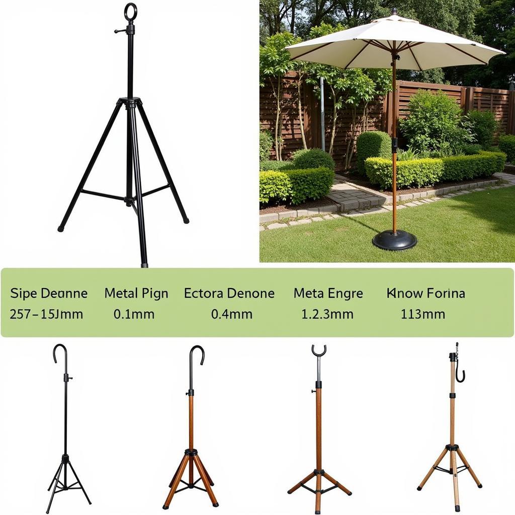 Tripod umbrella stands in various sizes and weights