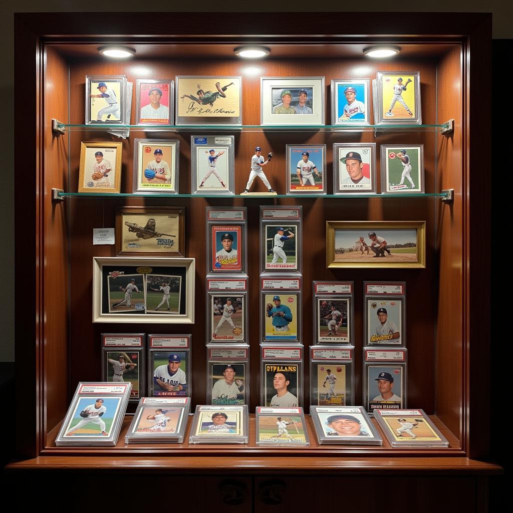 Display of rare and valuable cards at the Troy Card Show