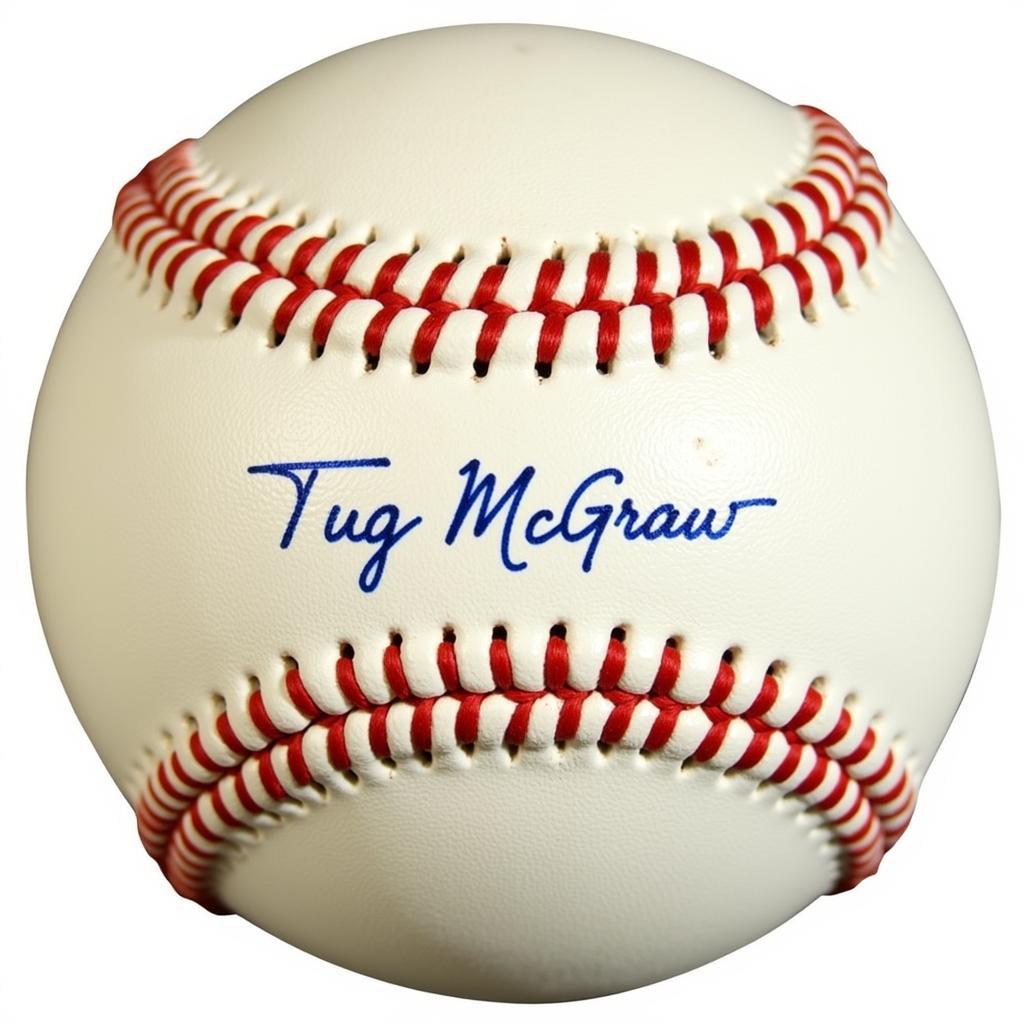 Tug McGraw Signed Baseball Close Up