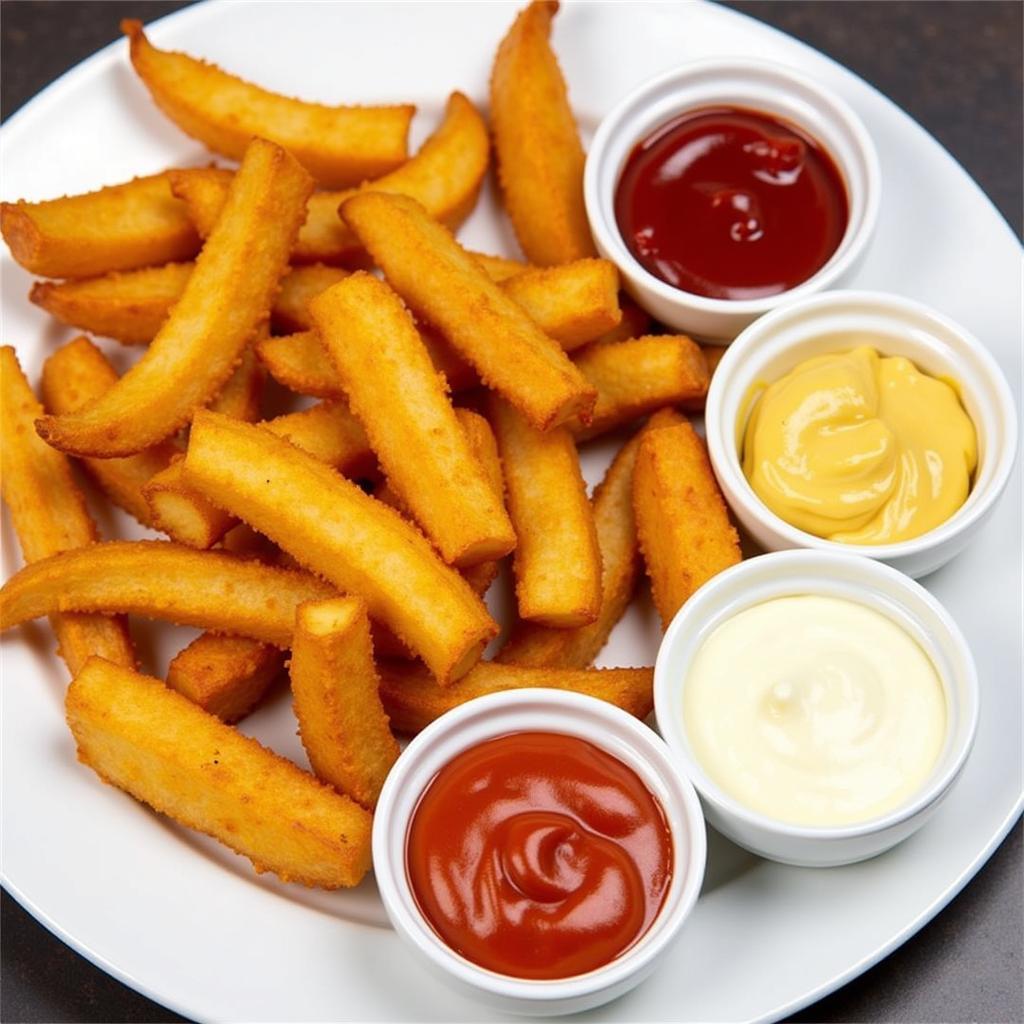 Turkey Fries with Variety of Dipping Sauces