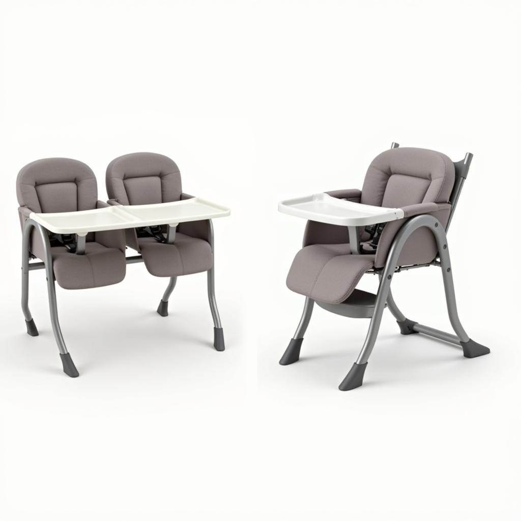 Twin Feeding Chairs: Double Seater with Adjustable Height