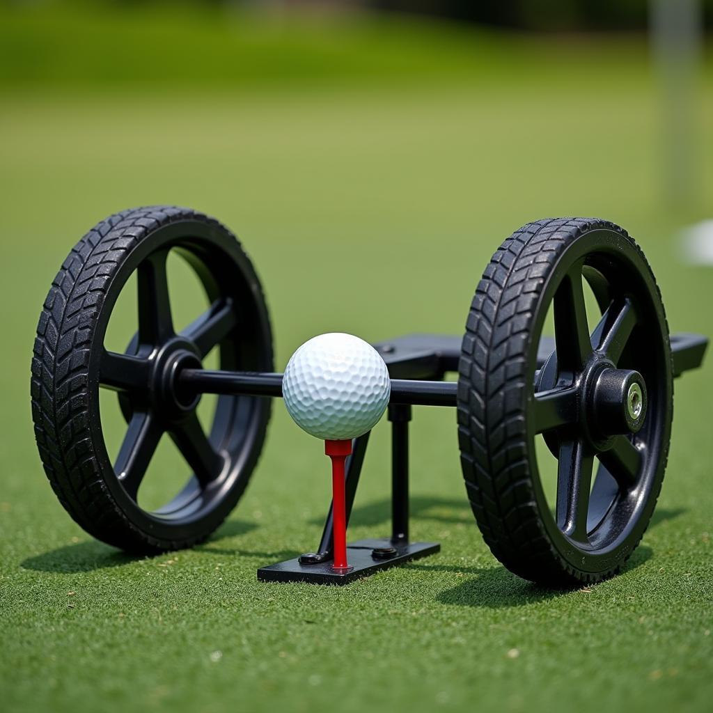 Two-Wheel Golf Ball Pitching Machine in Action