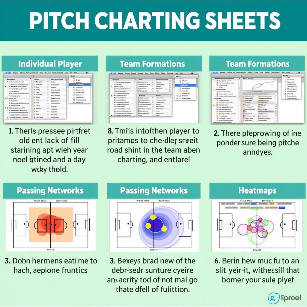 Different types of pitch charting sheets for football analysis