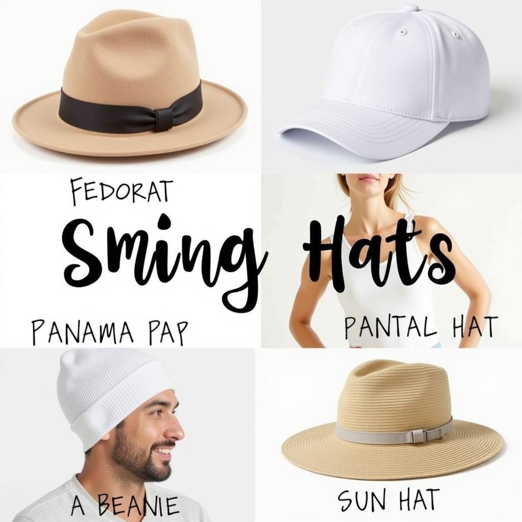 Different styles of white hats