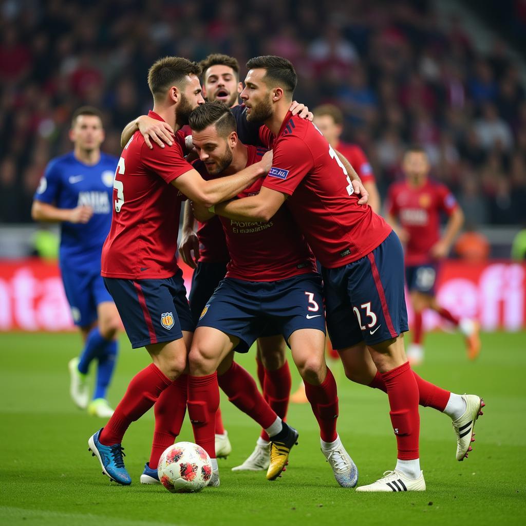 Football Team Celebrates an Unexpected Goal