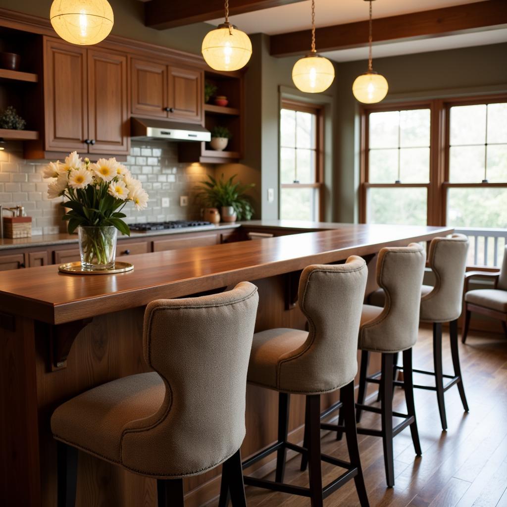 Upholstered Bar Stools with Backrests in a Houston Home