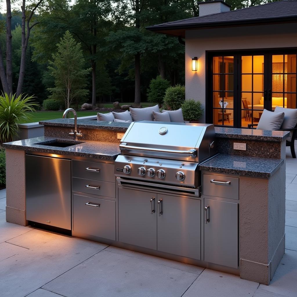 Urban Island Gas Grill in a Modern Outdoor Kitchen