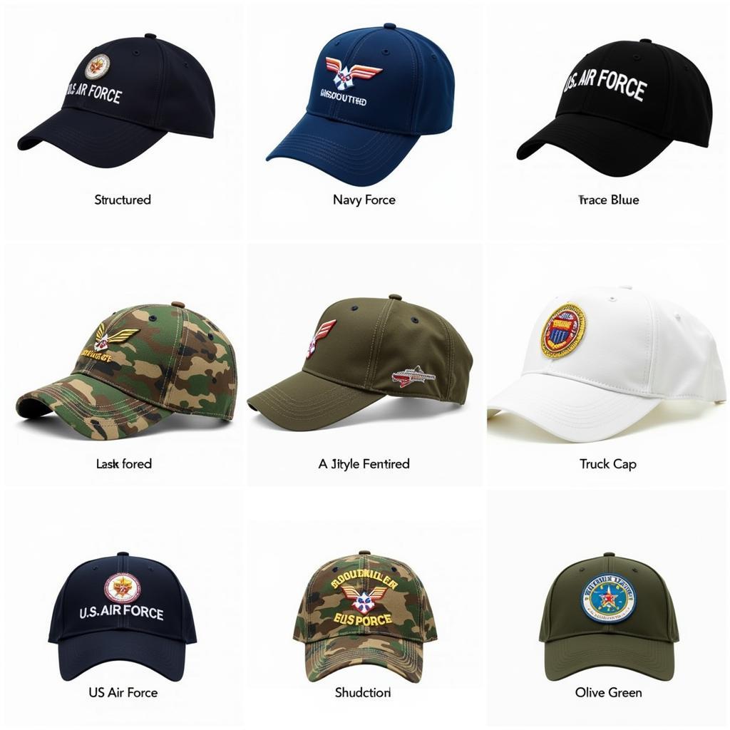 Different Styles of US Air Force Retired Ball Caps