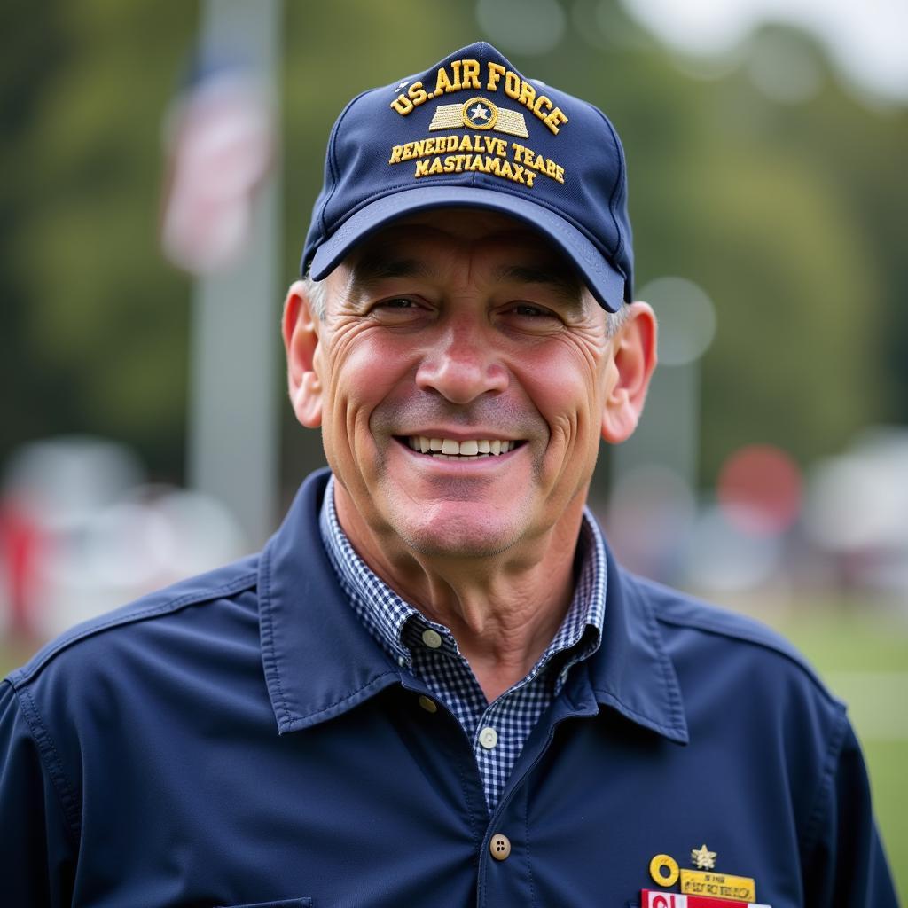 US Air Force Retired Veteran Proudly Wearing His Ball Cap