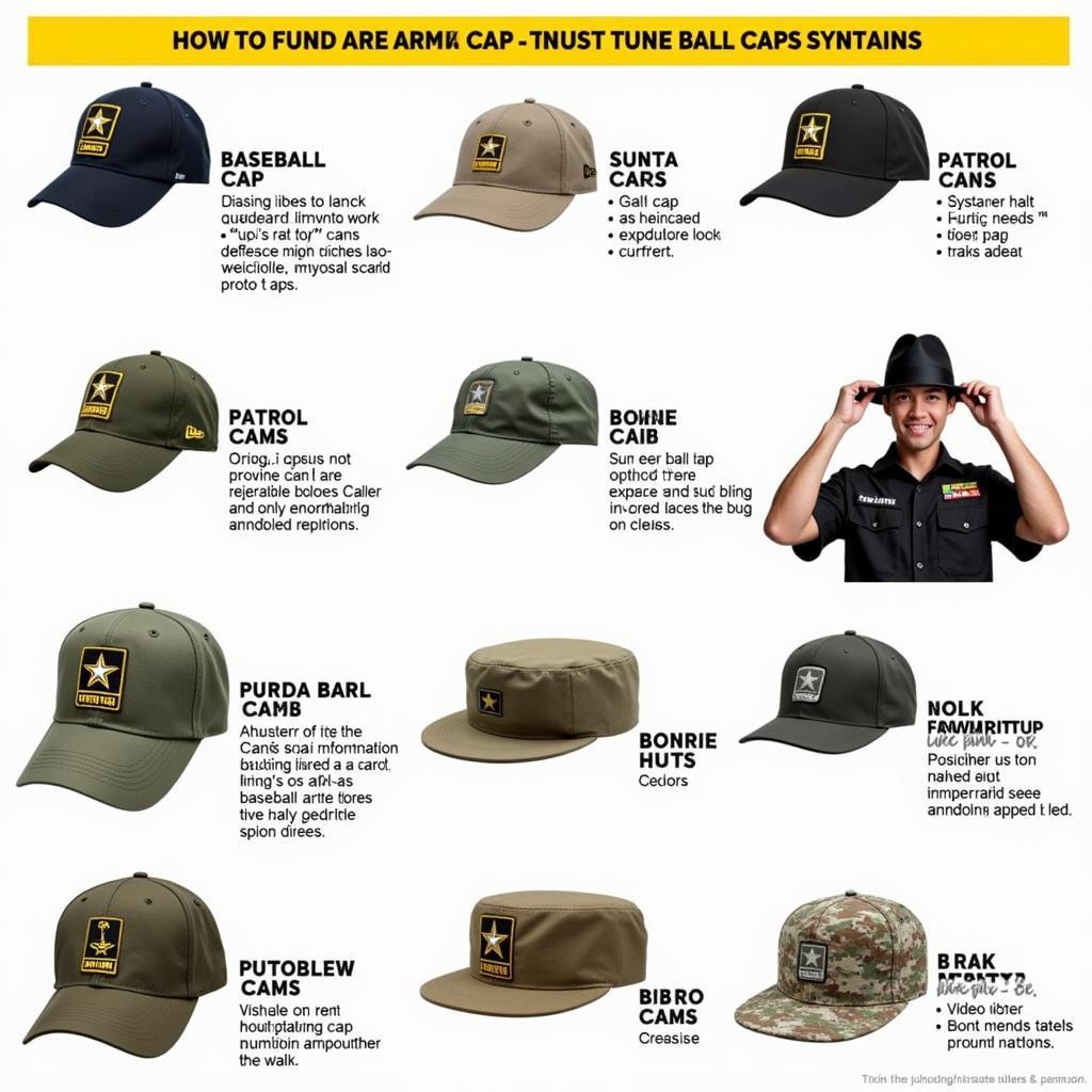 Various US Army Ball Cap Styles