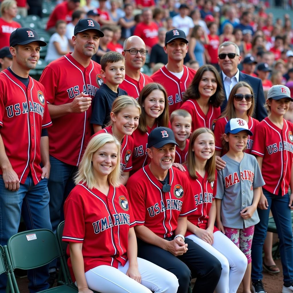 Fans Showing Support by Wearing US Marines Baseball Jerseys