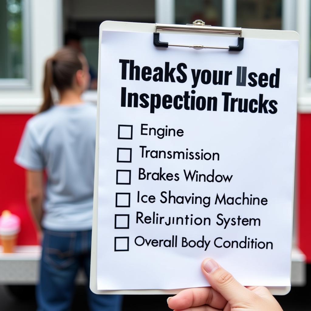 Used Snow Cone Truck Inspection Checklist