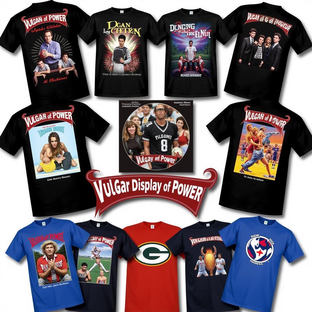 Different variations of the Vulgar Display of Power shirt design, from classic album art to more modern interpretations, showing the evolution of the shirt's imagery.