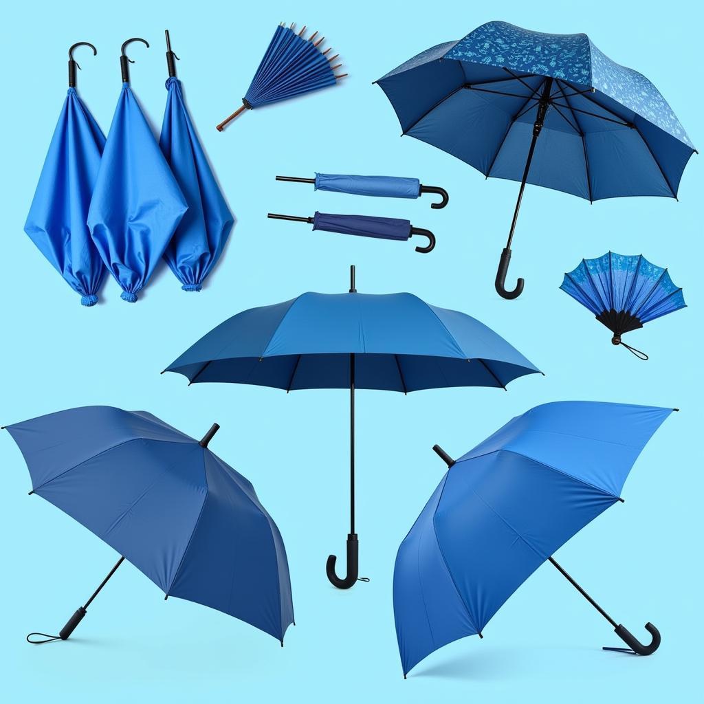 Variety of Blue Rain Umbrellas