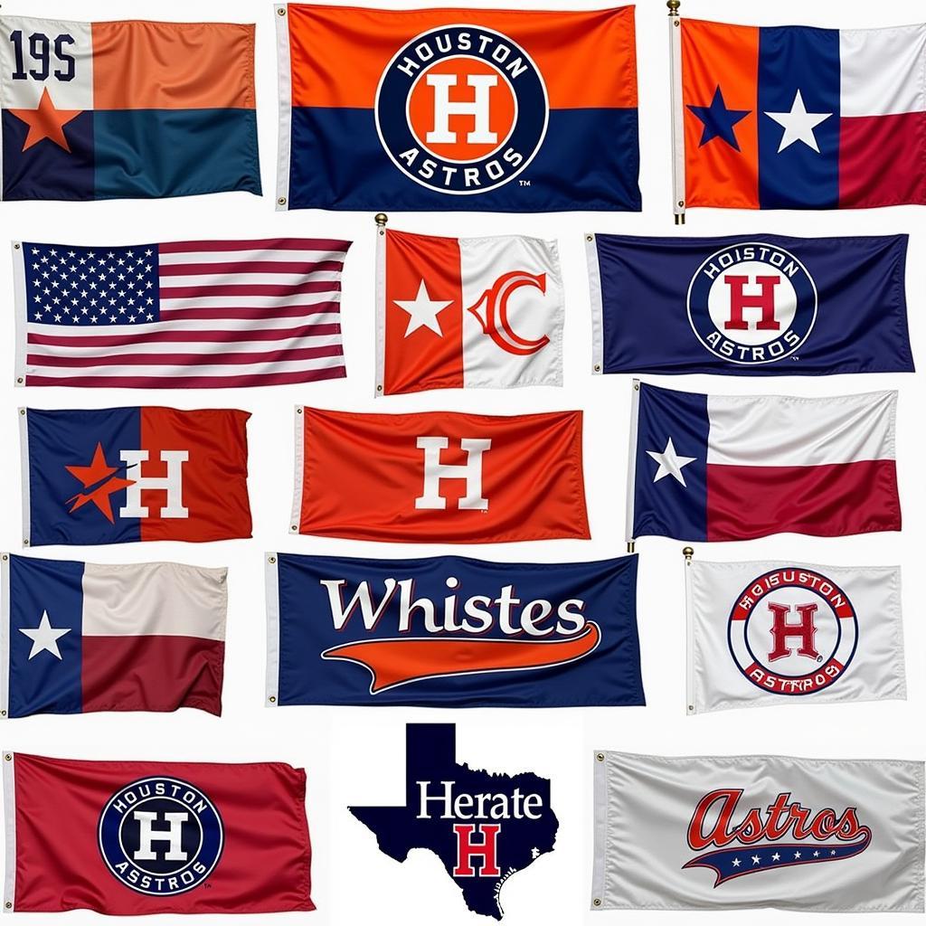 Different versions of Houston Astros Texas flags