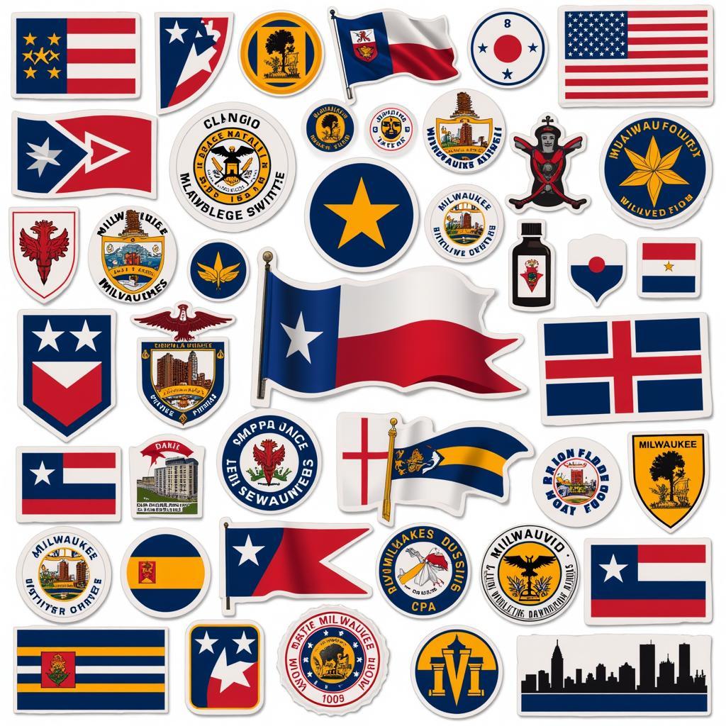 Variety of Milwaukee Flag Stickers