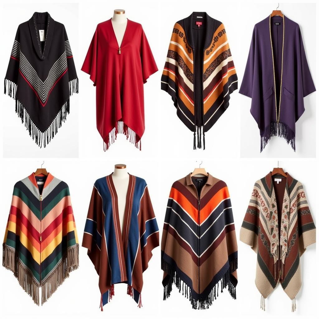 Different styles and colors of 1960s ponchos