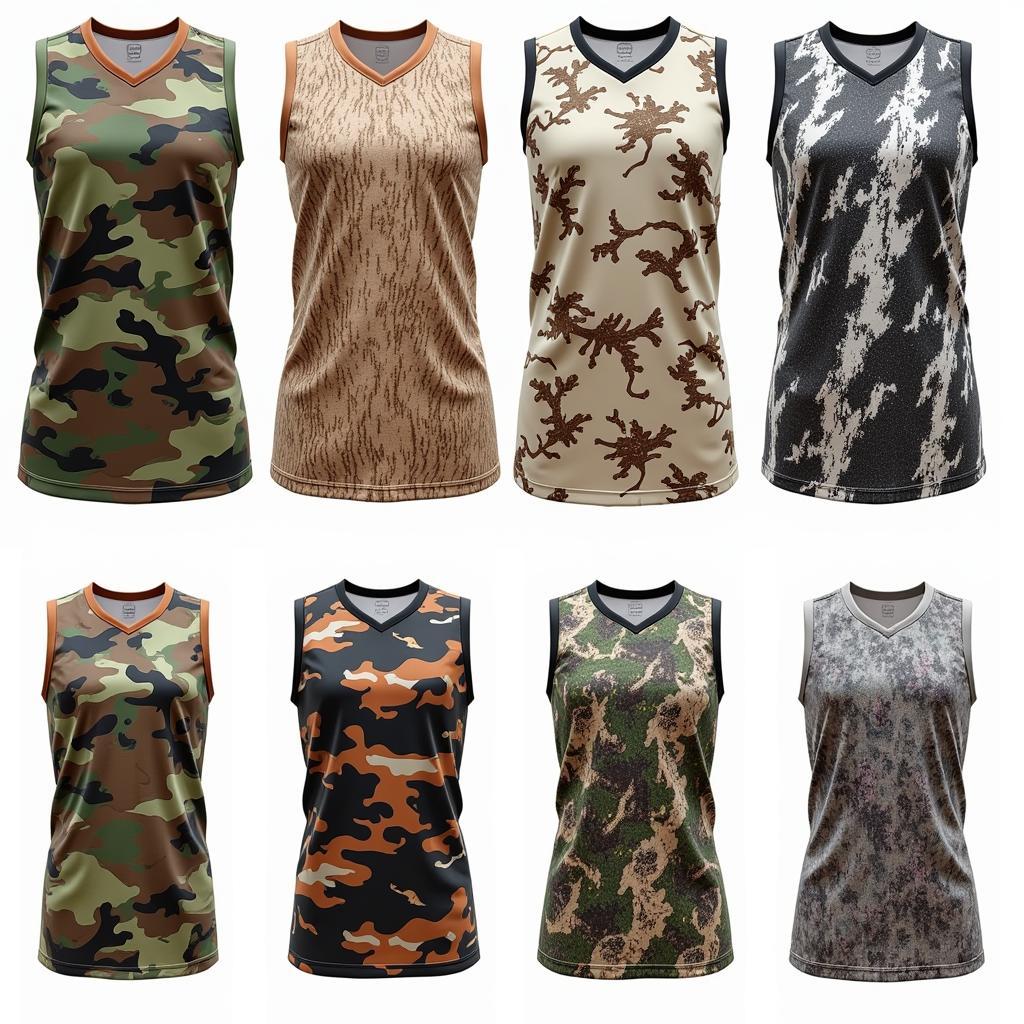 Various Camo Patterns on Basketball Jerseys