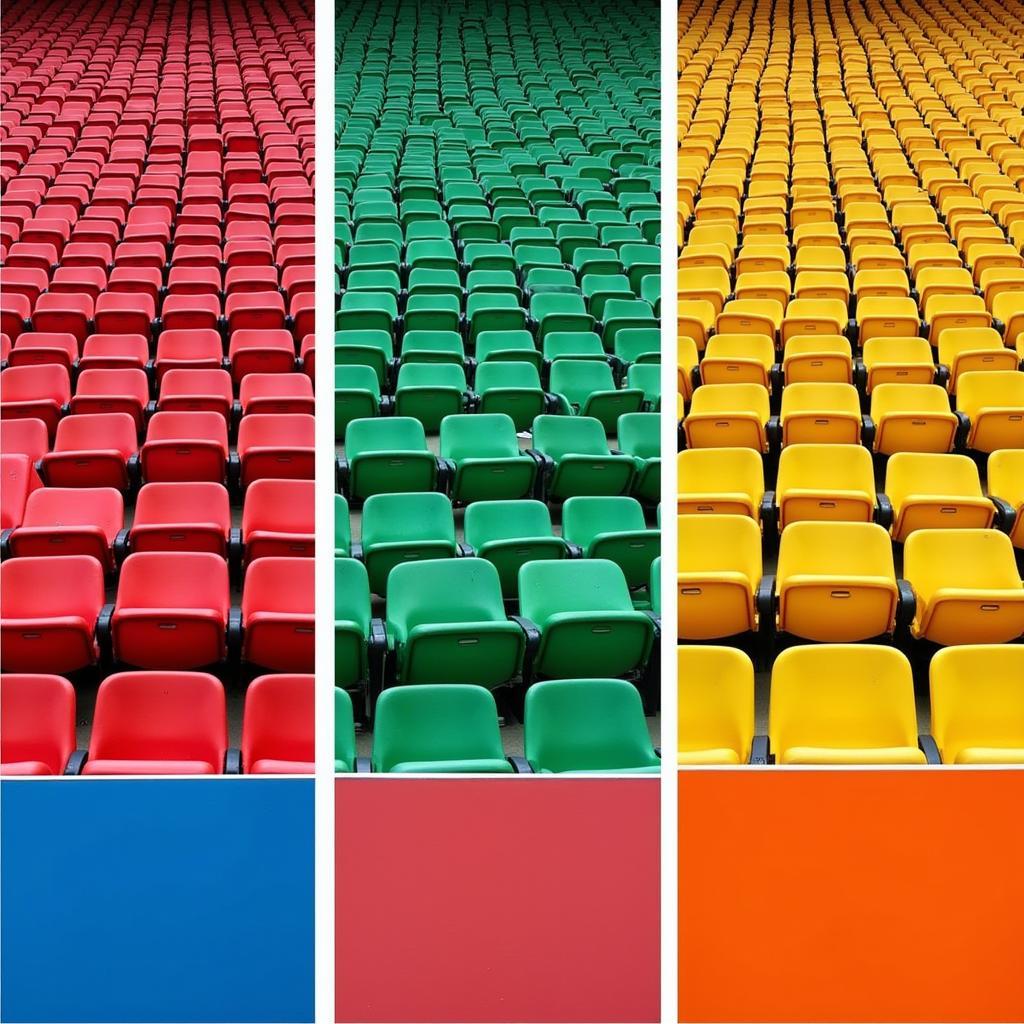 Different colored stadium seats across the globe