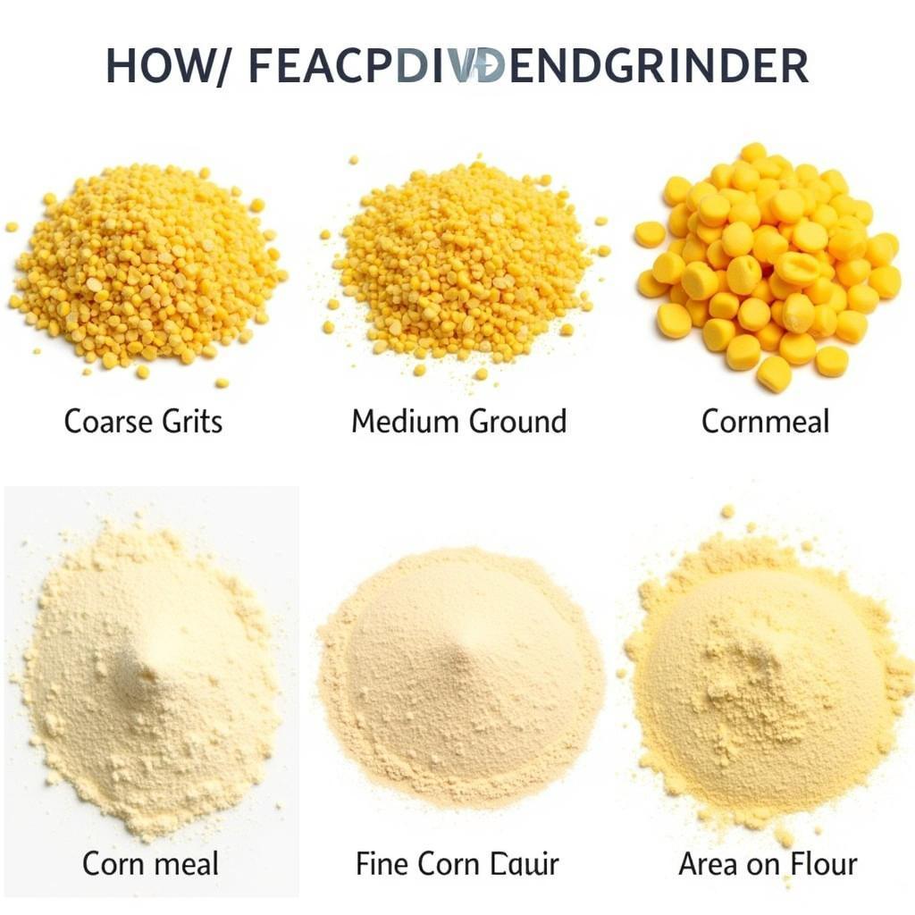 Different types of cornmeal, grits, and flour.