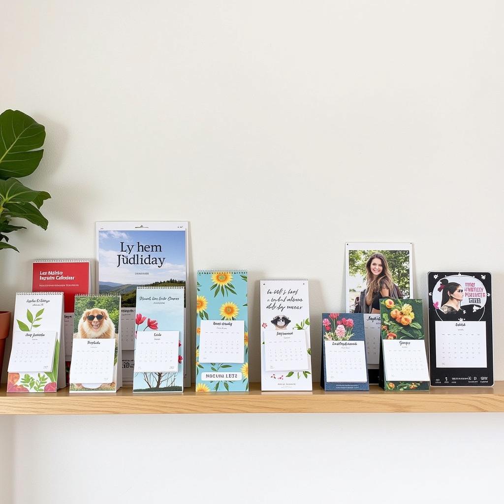 Display of different types of daily tear-off calendars.