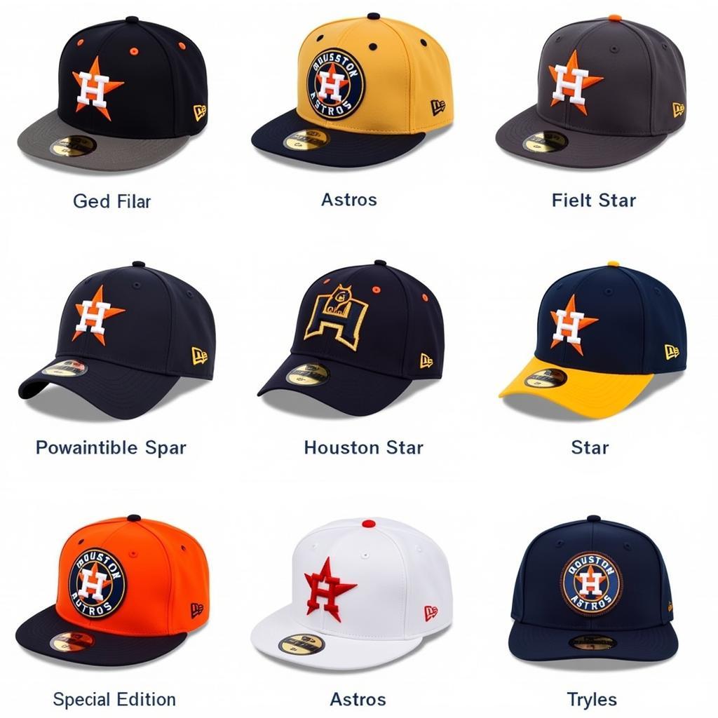 Different Styles of Houston Astros Gold Star Hats