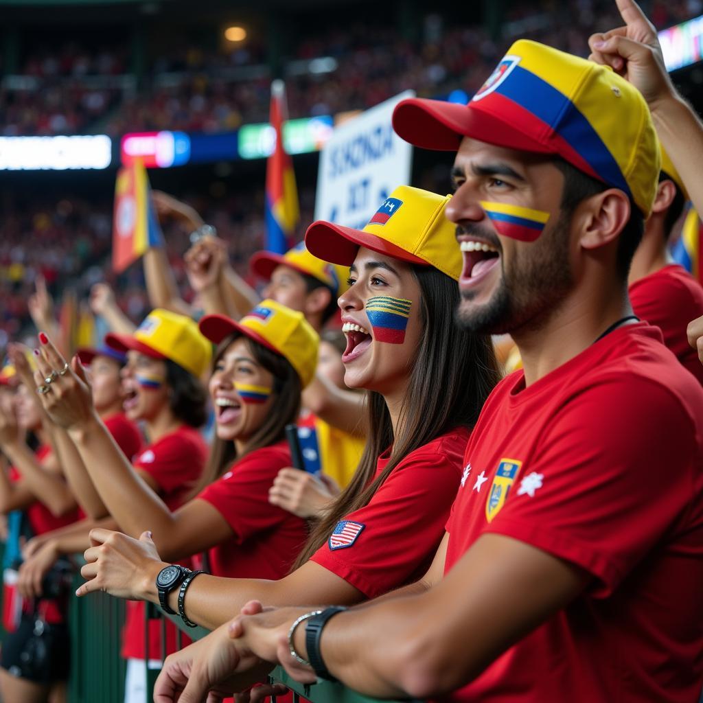 Venezuelan Fans Wearing Baseball Hats