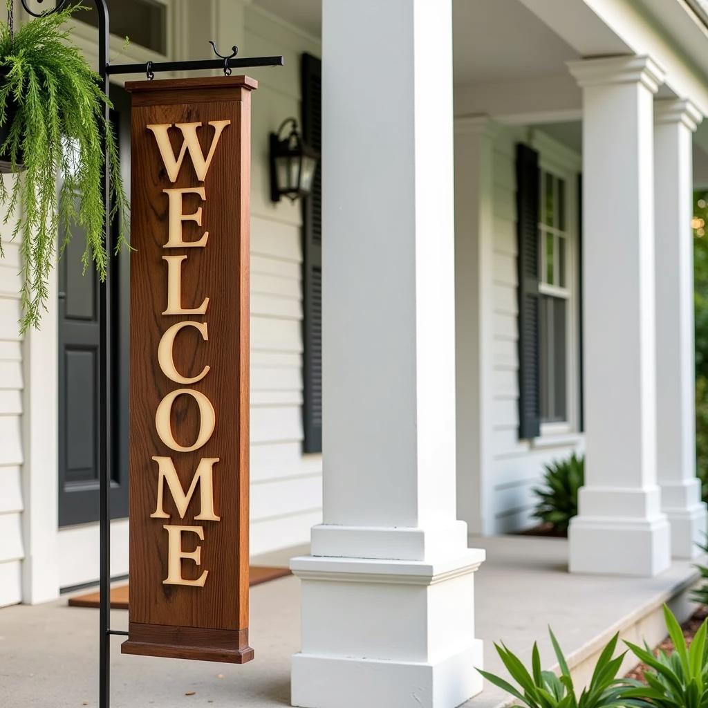 Wooden Welcome Vertical Porch Sign