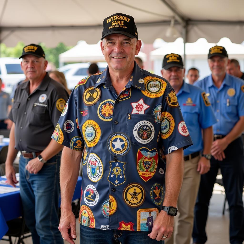 Veteran proudly displaying his Hawaiian shirt