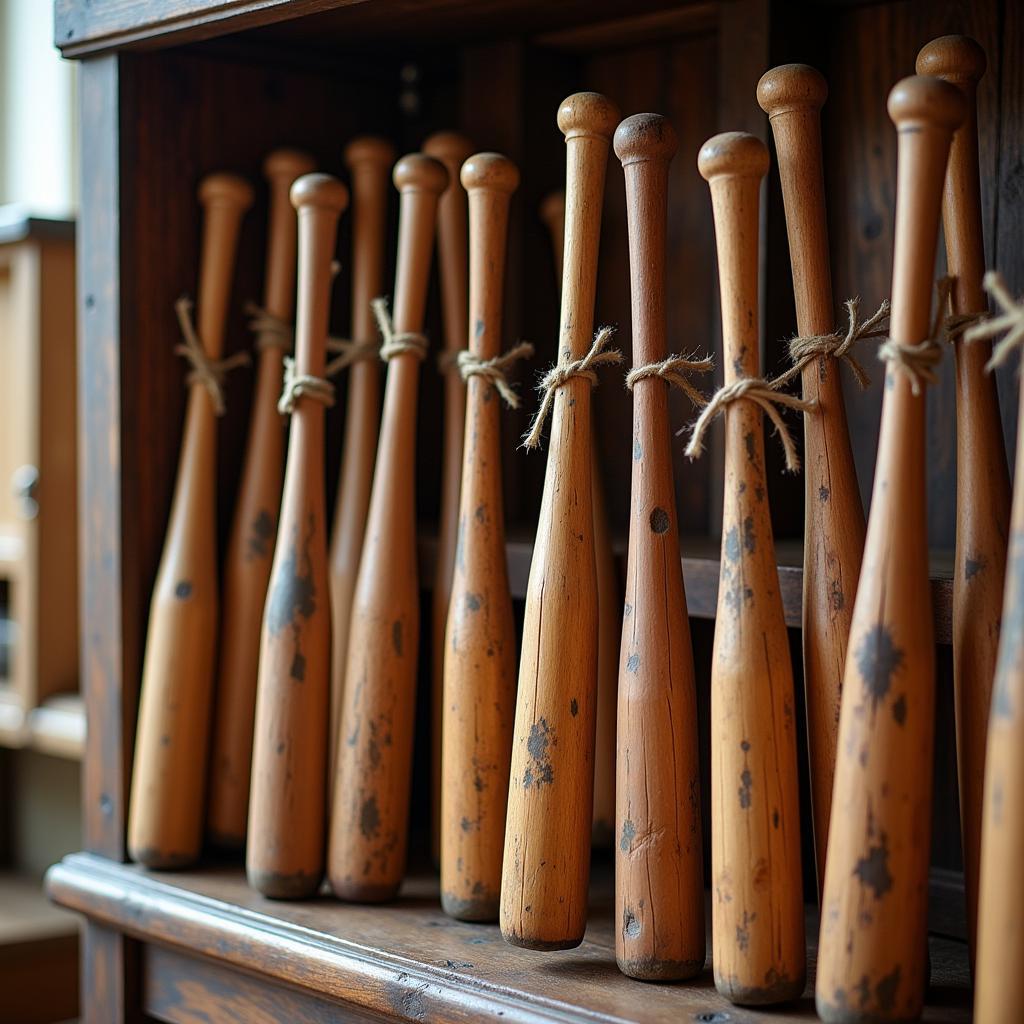 Vintage Wooden Baseball Bat Christmas Ornaments