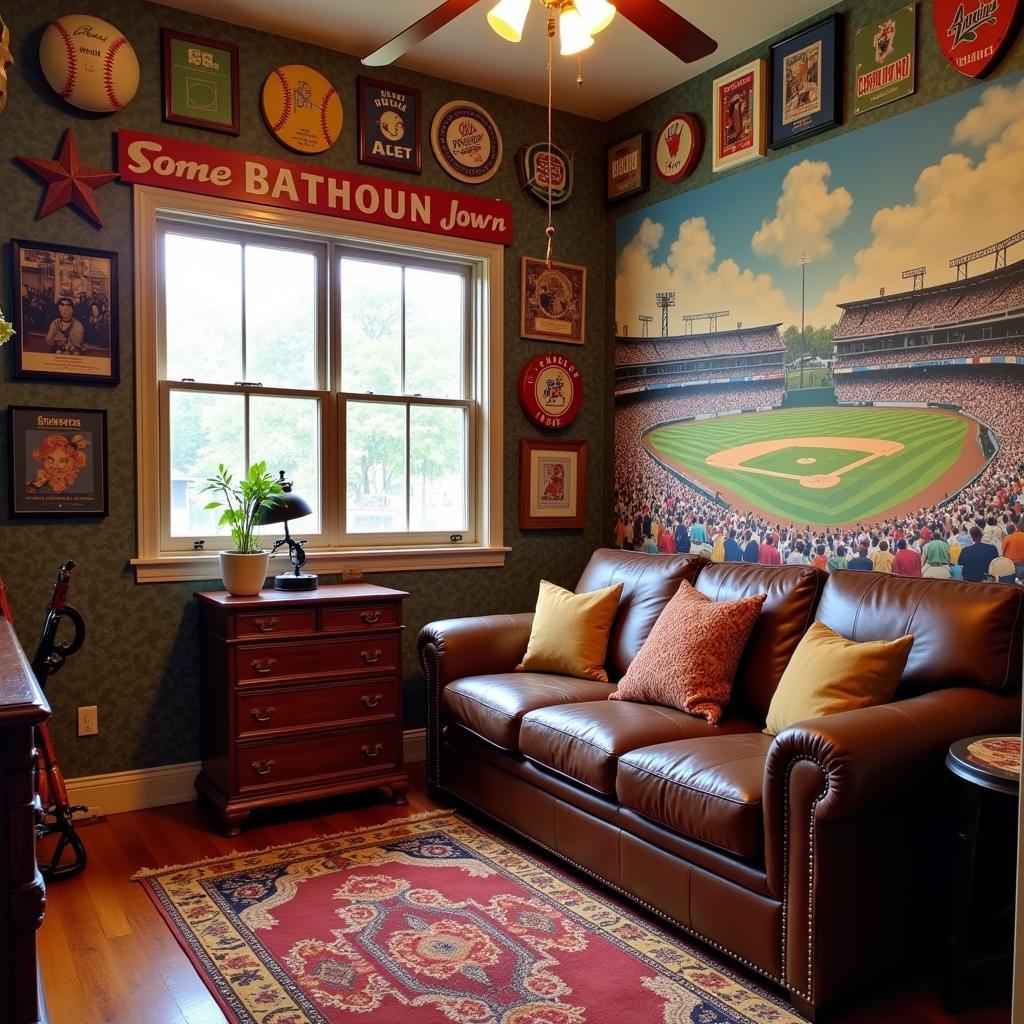 Vintage Baseball Wallpaper in a Man Cave