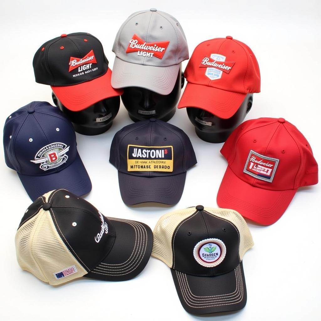 A Collection of Vintage Budweiser Light Hats