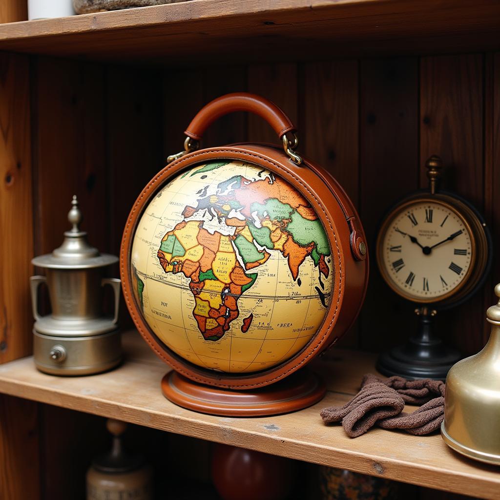 Vintage Globe Purse Displayed in an Antique Shop