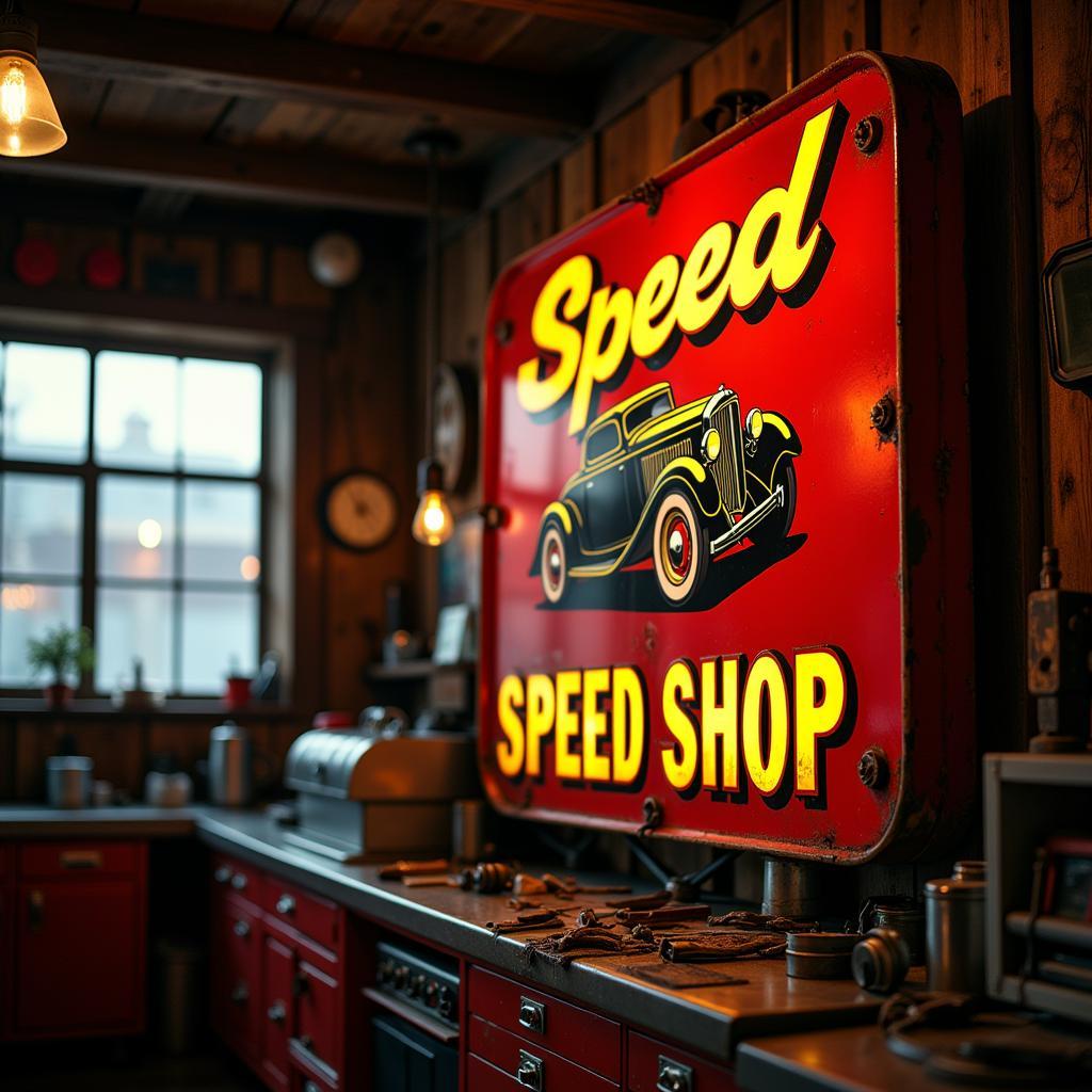 Vintage Hot Rod Garage Metal Sign