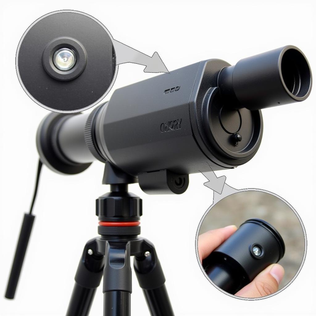 Close-up of Walking Stick Telescope Features