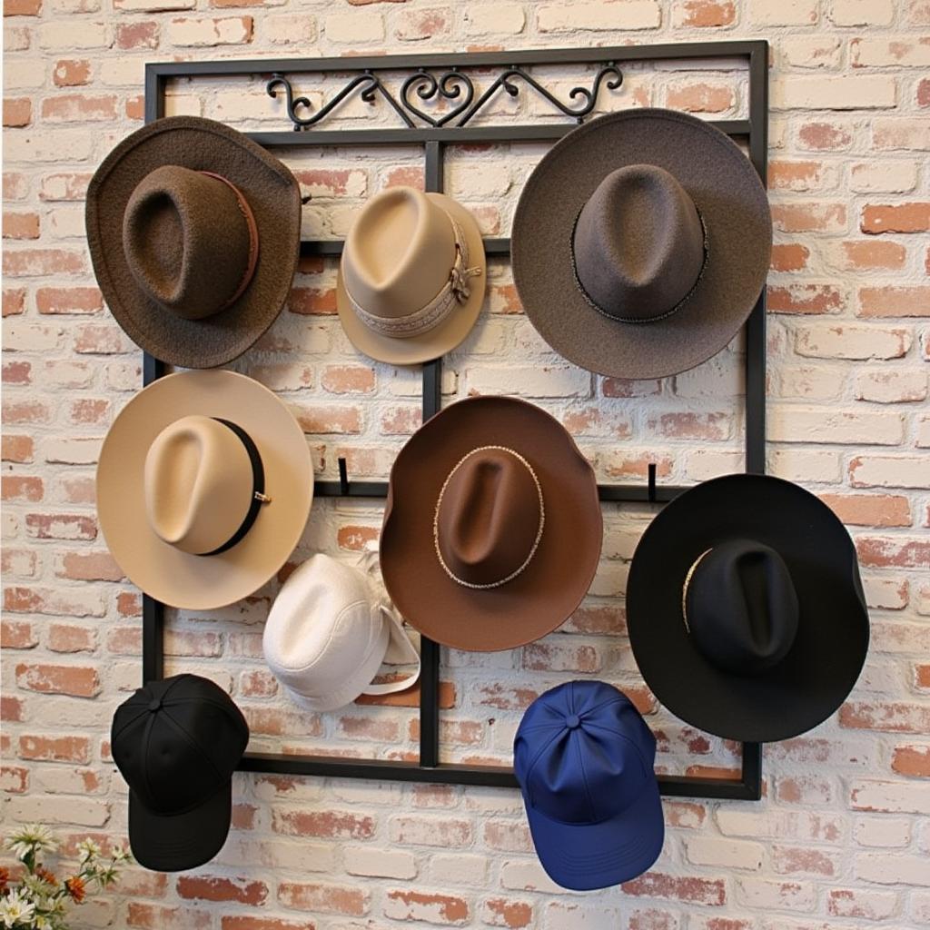 Wall-Mounted Hat Rack Vertical Organization