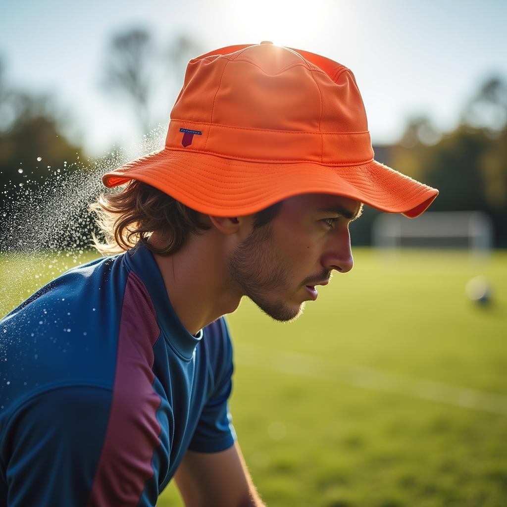 Water Mister Hat During Football Training