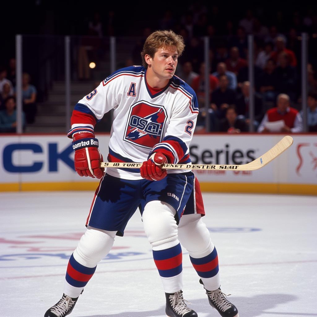 Wayne Gretzky wearing the 1992 NHL All-Star jersey.