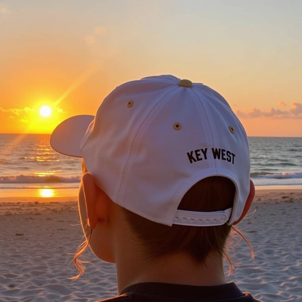 Wearing a Key West Baseball Hat