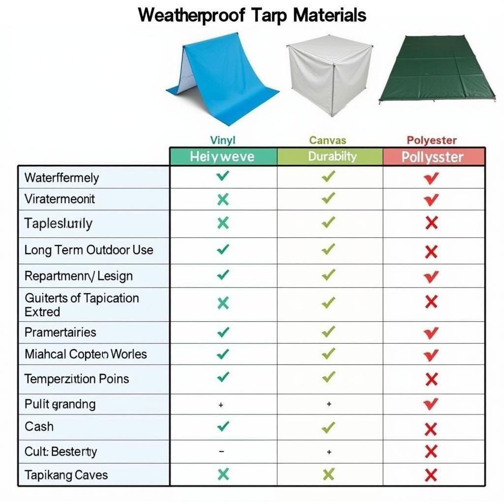 Weatherproof Tarp Material Comparison Chart