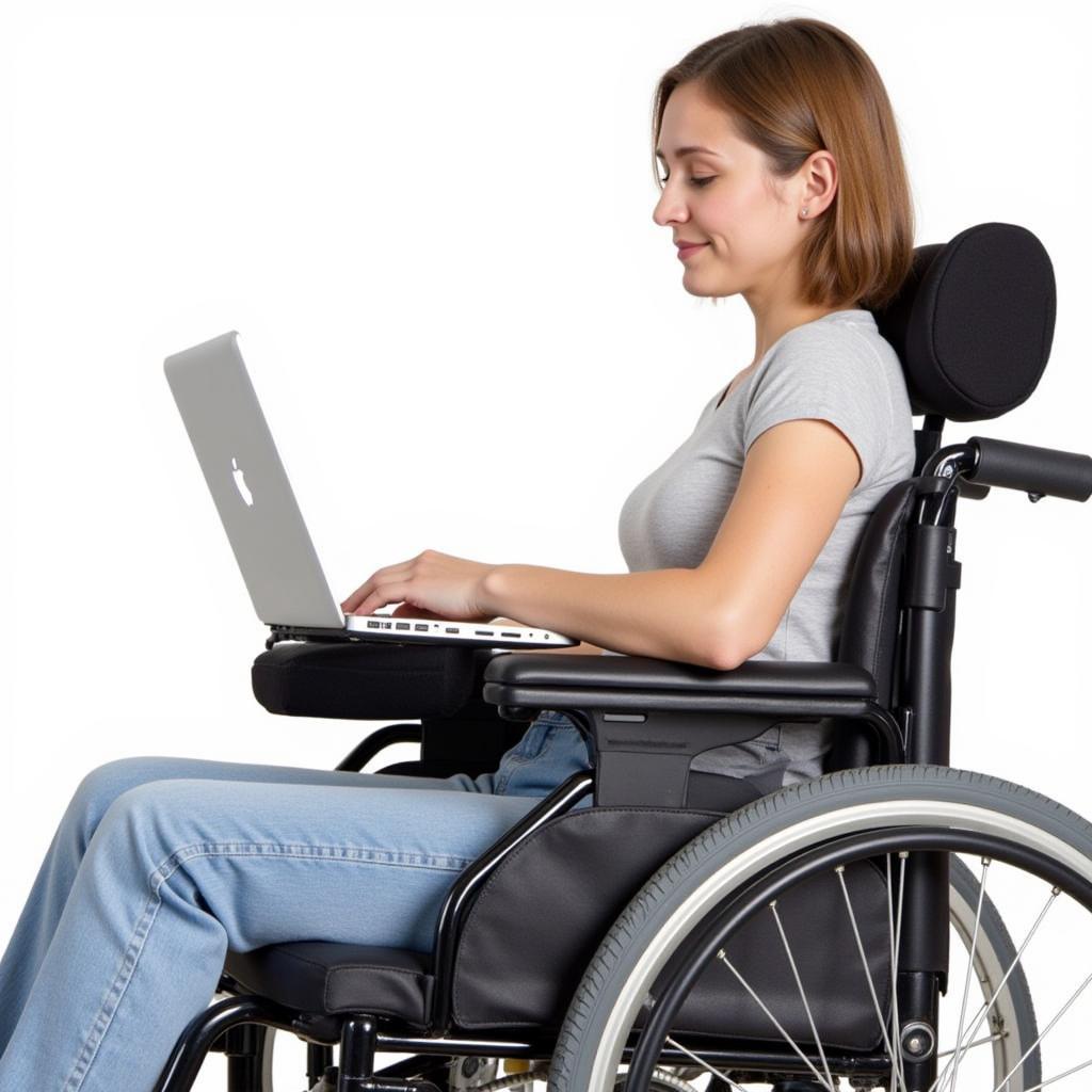 Wheelchair User with Armrest Cushion