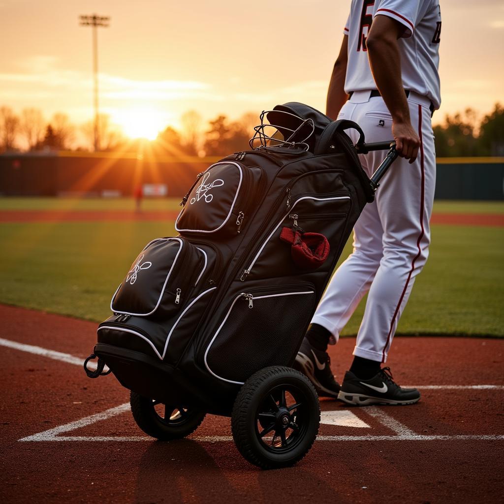 Wheeled catchers bag offers rolling convenience