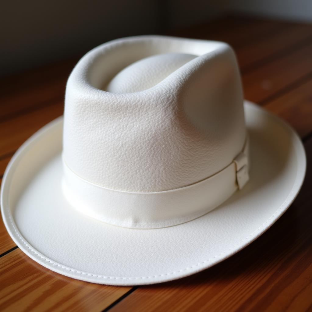 A classic white fedora hat