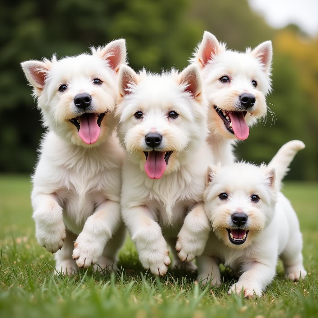 Wild Wild Westie 2024: Westies playing together during a break in the competition.