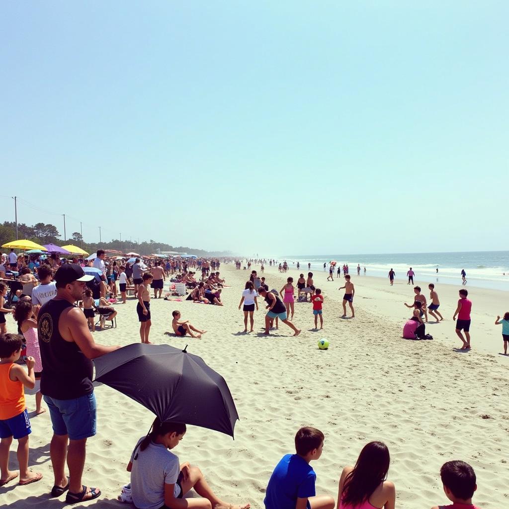 Spectators enjoying the beach soccer tournament in Wilmington NC