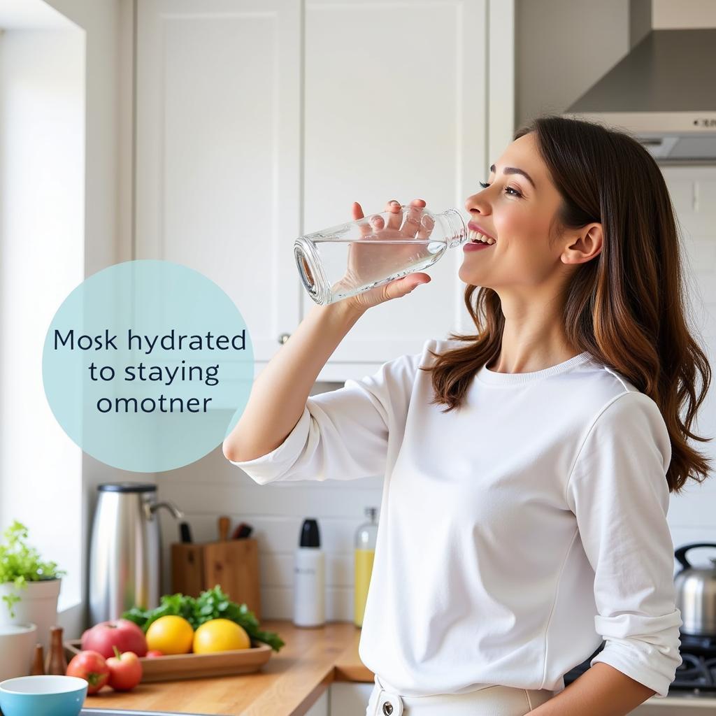 Woman Drinking Water from a Glass Jug