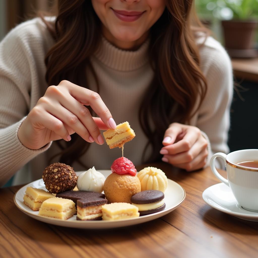 Enjoying Grand Sweets with a Cup of Tea