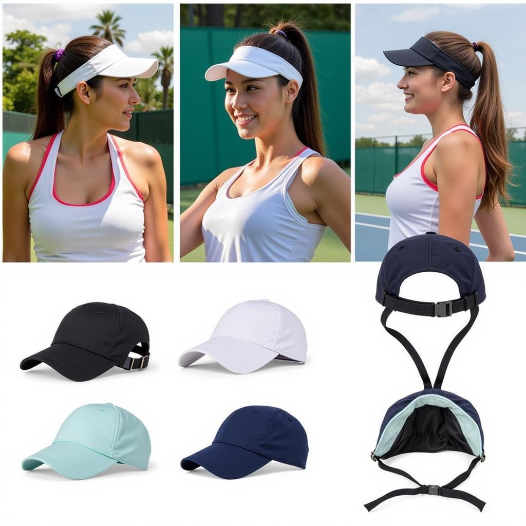 Women wearing pickleball hats during gameplay in various conditions