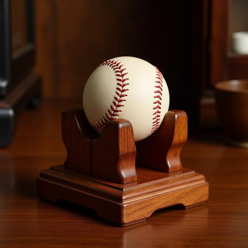 Wooden Baseball Stand Holder with Stable Base